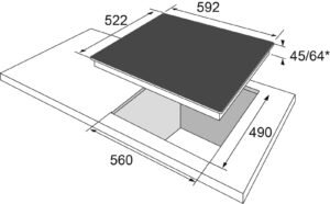 Glaskeramik OK. OBH 2621 Glaskeramik (592 mm breit, 4 Kochzonen) (4 Kochfelder)