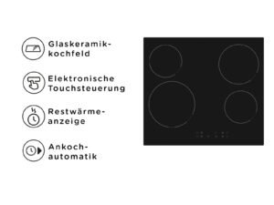 Glaskeramik OK. OBH 2621 Glaskeramik (592 mm breit, 4 Kochzonen) (4 Kochfelder)