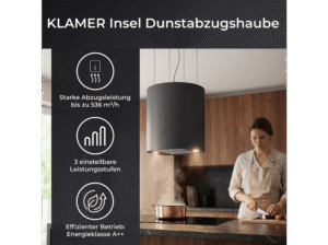 KLAMER Insel Schwarz, Dunstabzugshaube (28 cm breit, 28 cm tief)